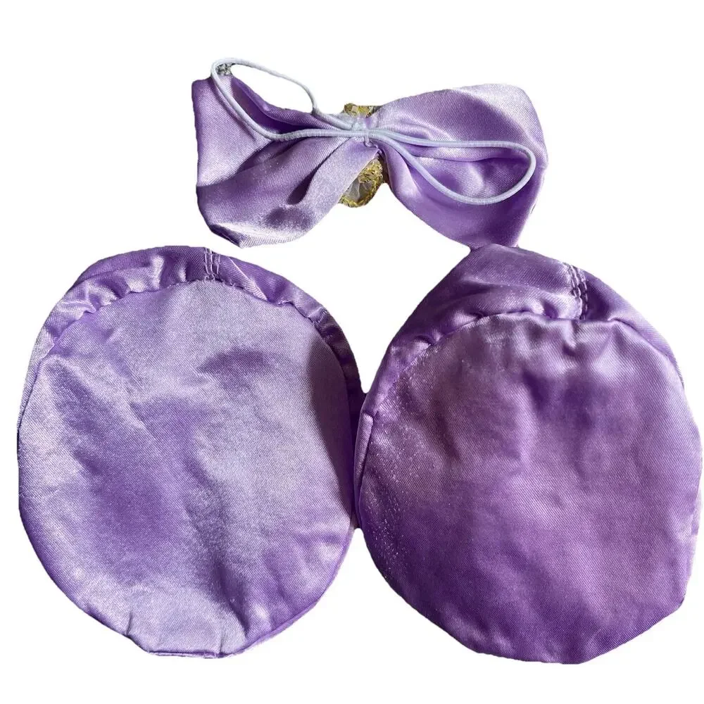 Build A Bear Ballerina Purple Satin Dress Ballet Shoes Tutu Costume Hair Bow.